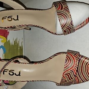FSJ Women's Multicolor Strappy Heels